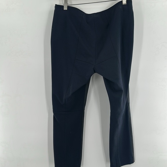 Akris Punto Fitted Nappa Leather and Jersey Pants Navy‎ Black 8 - Picture 7 of 8